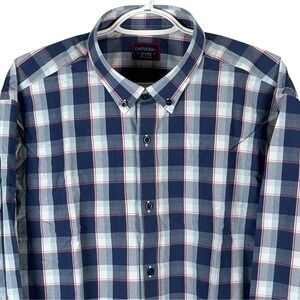 NEW UNTUCKit Mens St. Pierre Button Down Shirt 2XL Regular Blue Plaid Cotton L/S